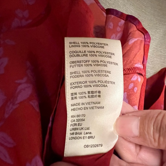 NWOT Free People Aries Red Floral Long Sleeve Open Back Mini Dress size Small - Picture 9 of 14